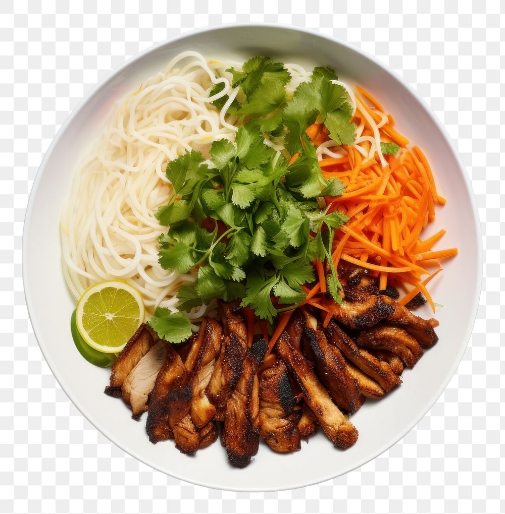 PNG Banh mi noodle bowl plate table food.