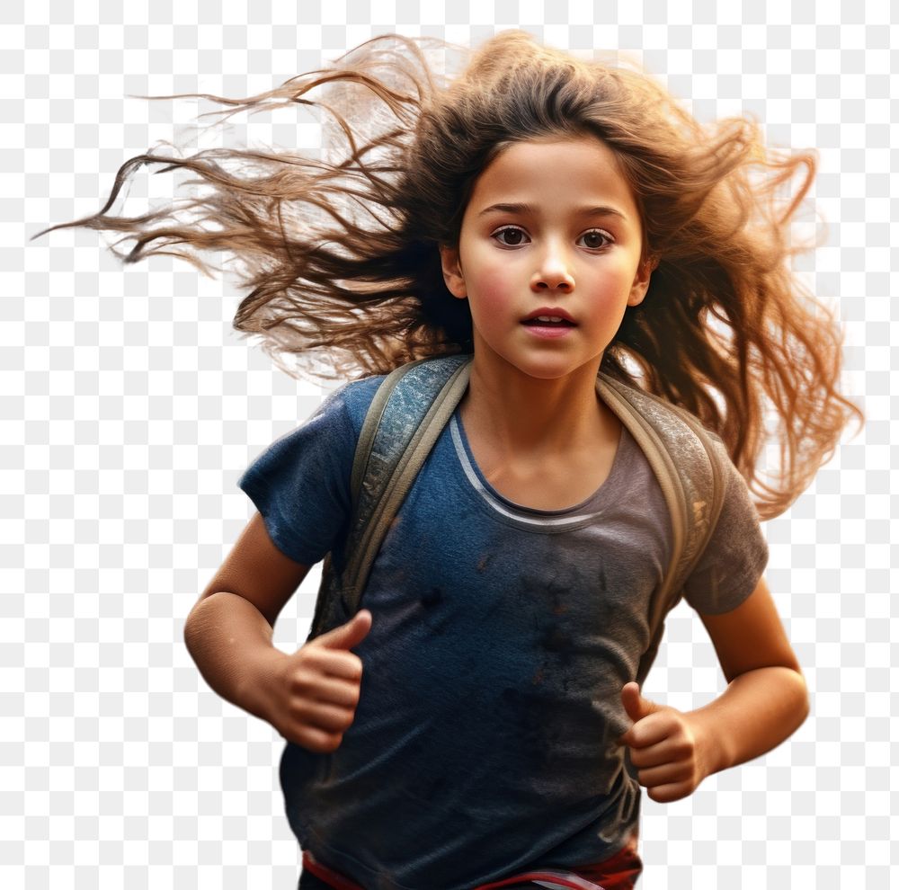 PNG Hongkonger little girl running portrait sports photo.