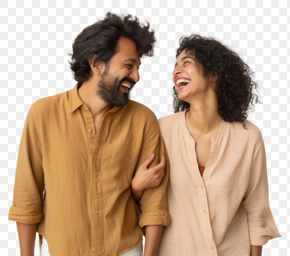 PNG Indian couple cheerful laughing smile