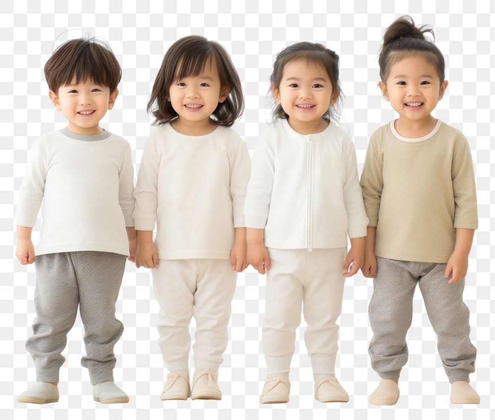 PNG Japanese little 3 toddler boys and girls standing smiling people.