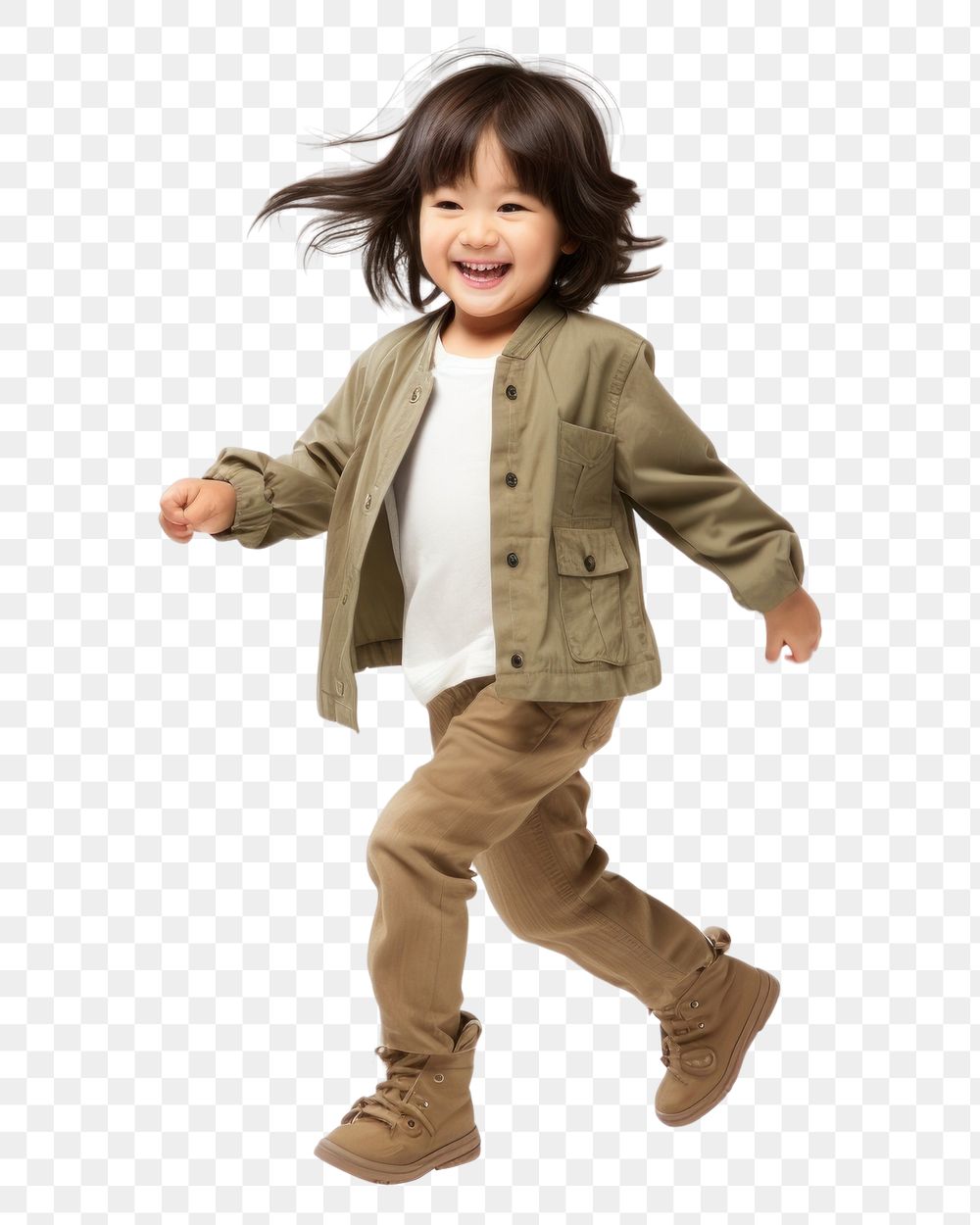 PNG Japanese little girl khaki happiness innocence.