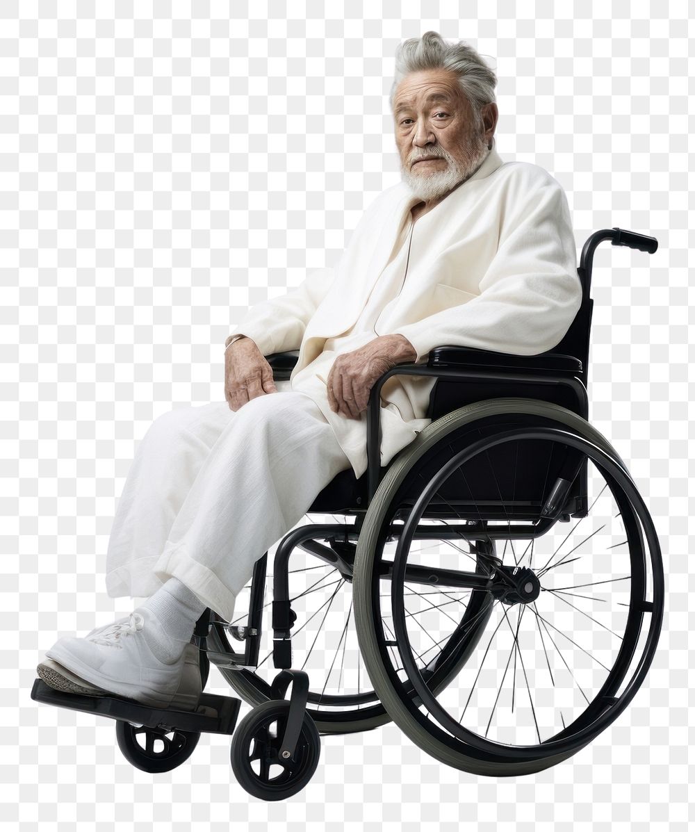 PNG  Wheelchair sitting adult white. AI generated Image by rawpixel.
