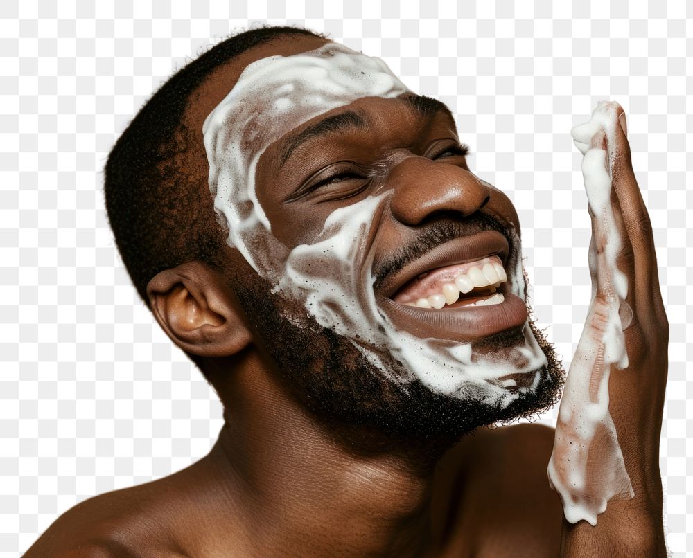 PNG Man using facial wash portrait adult headshot.