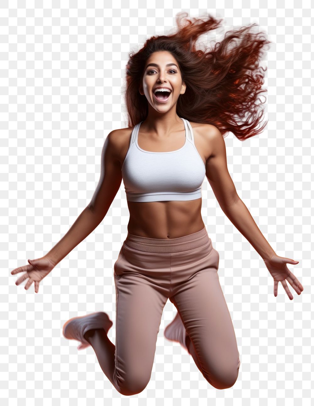 PNG Full-length elastic jumping smiling dancing adult.