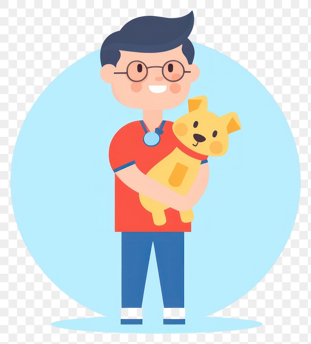 PNG Vet holding a dog cartoon cute photography. AI generated Image by rawpixel.