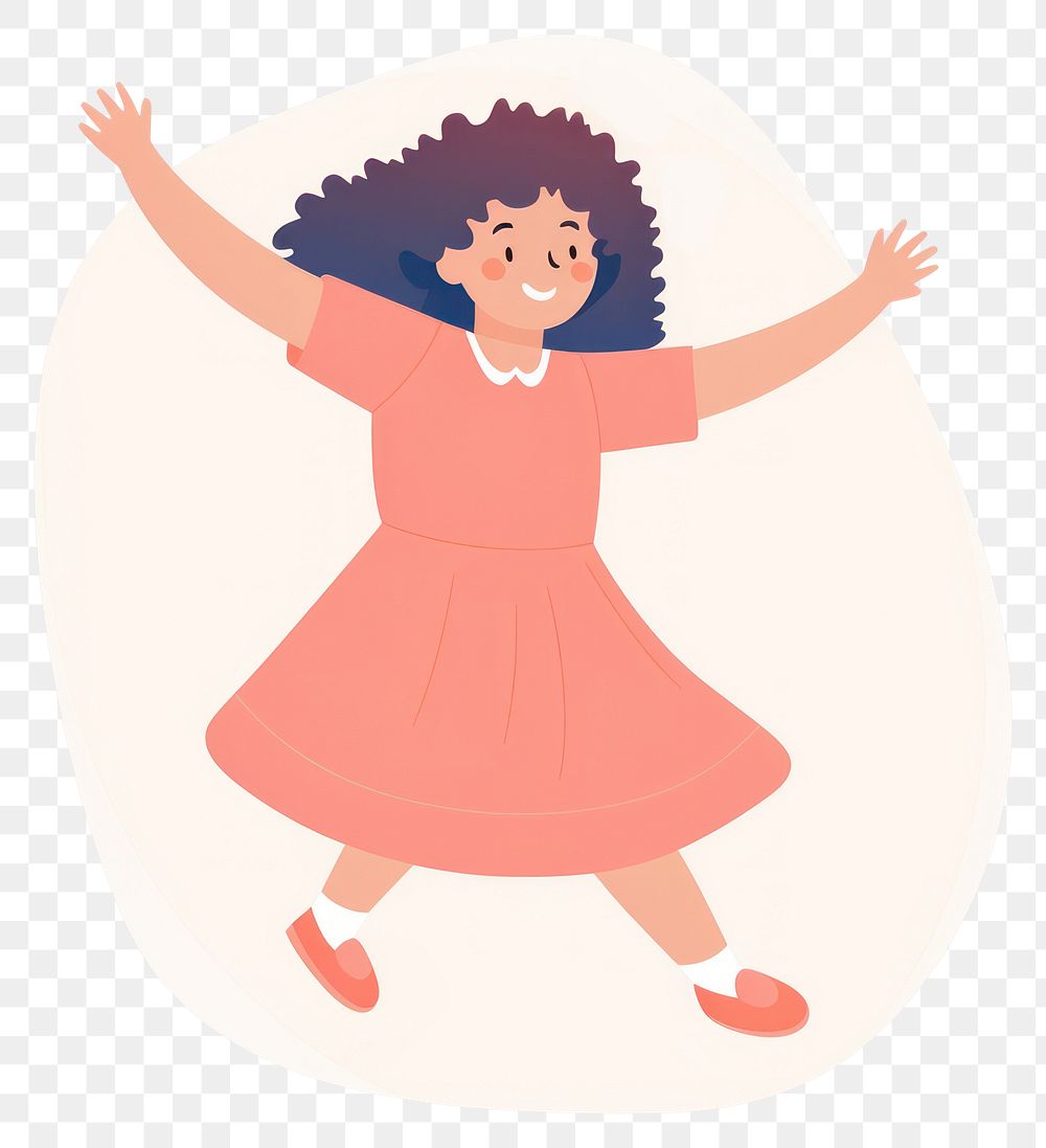 PNG A girl joyful dancing drawing cartoon dress. AI generated Image by rawpixel.