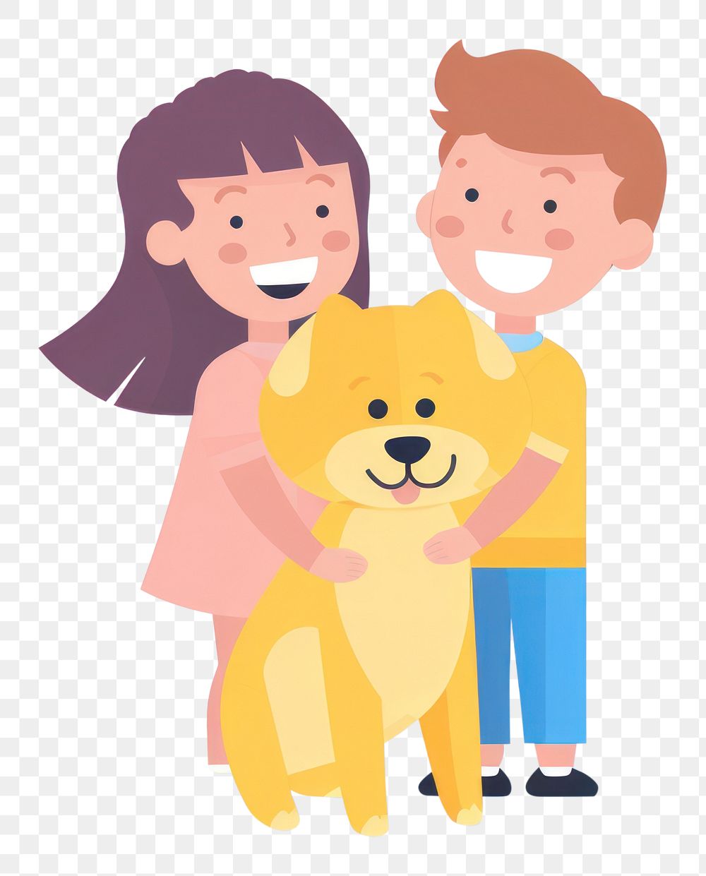 PNG Boy and girls hugging cartoon mammal cute. AI generated Image by rawpixel.