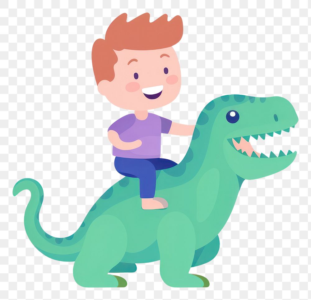 PNG Boy riding a dinosaurs drawing cartoon animal. AI generated Image by rawpixel.