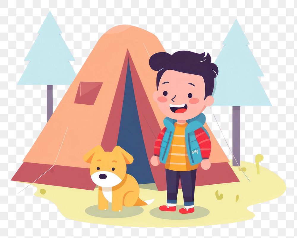 PNG Camping outdoors cartoon mammal. AI generated Image by rawpixel.