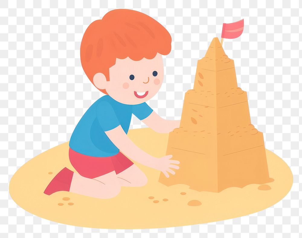 PNG Child building sand castle construction creativity crouching. AI generated Image by rawpixel.