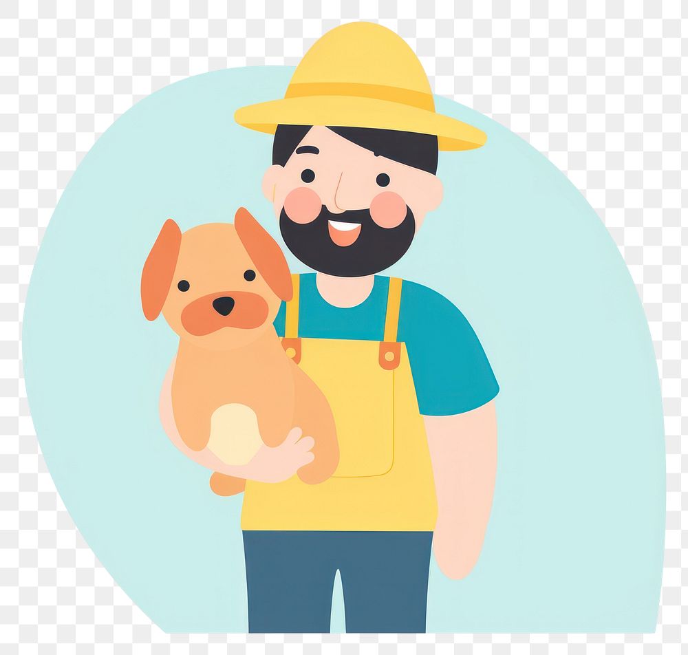 PNG Farmer dog holding cartoon. AI generated Image by rawpixel.