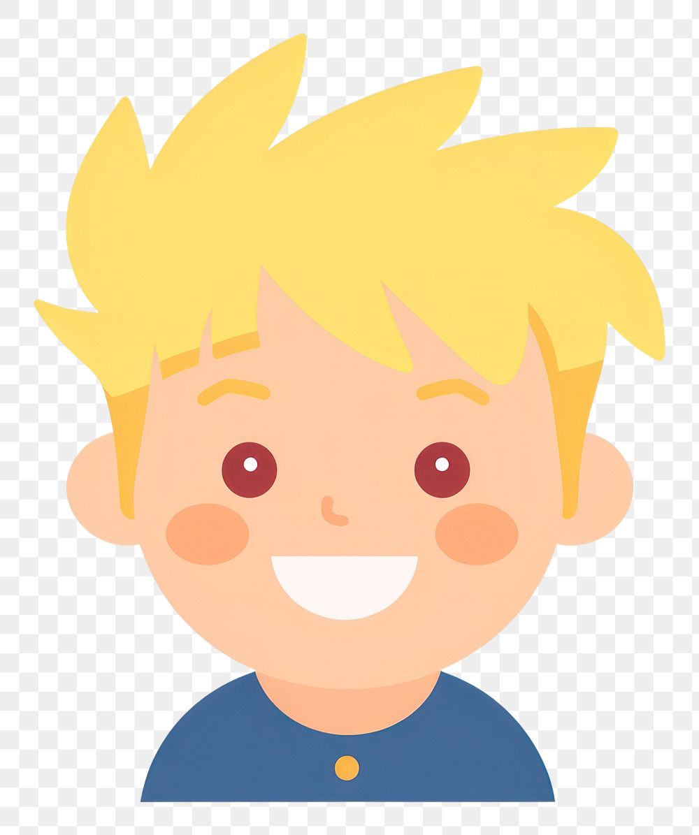 PNG Happy boy face cartoon happiness portrait. AI generated Image by rawpixel.