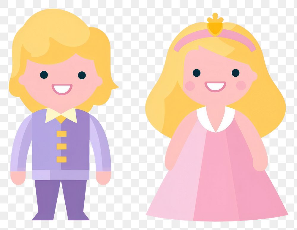 PNG Prince and princess cartoon cute doll. AI generated Image by rawpixel.