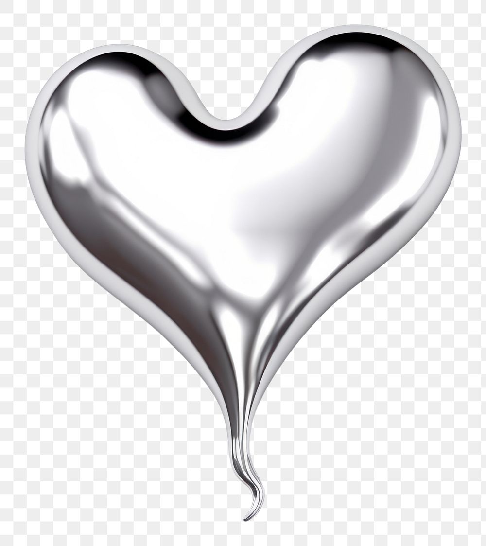 PNG Heart dripping silver metal white background