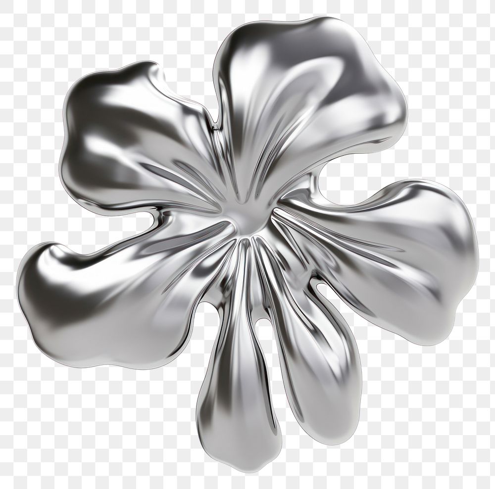PNG Flower melting dripping silver brooch white.