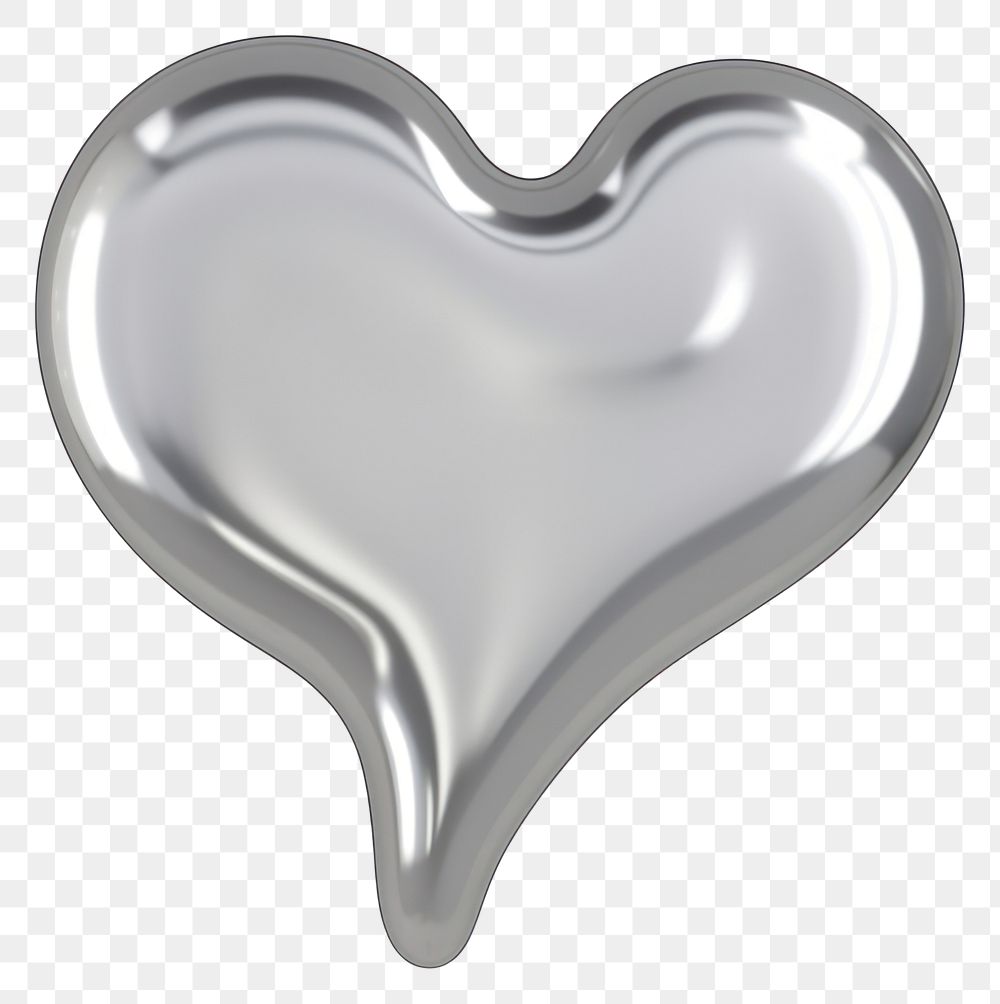 PNG Heart melting dripping silver metal white background.