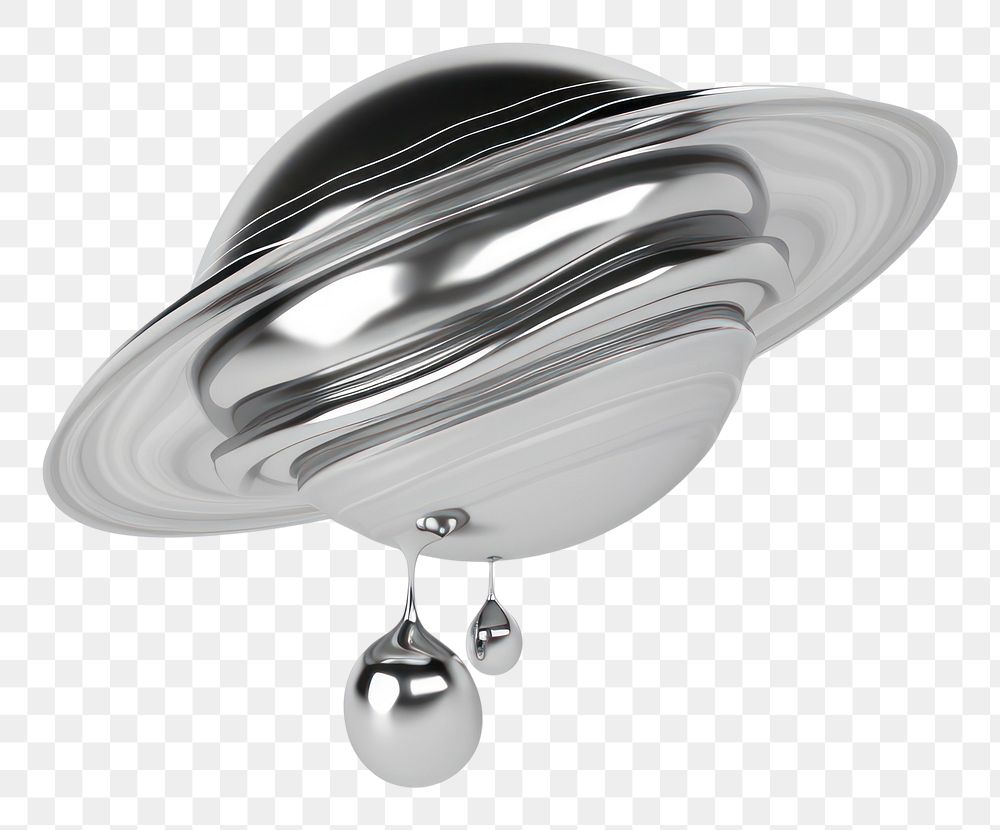 PNG Saturn planet melting dripping silver metal white background.