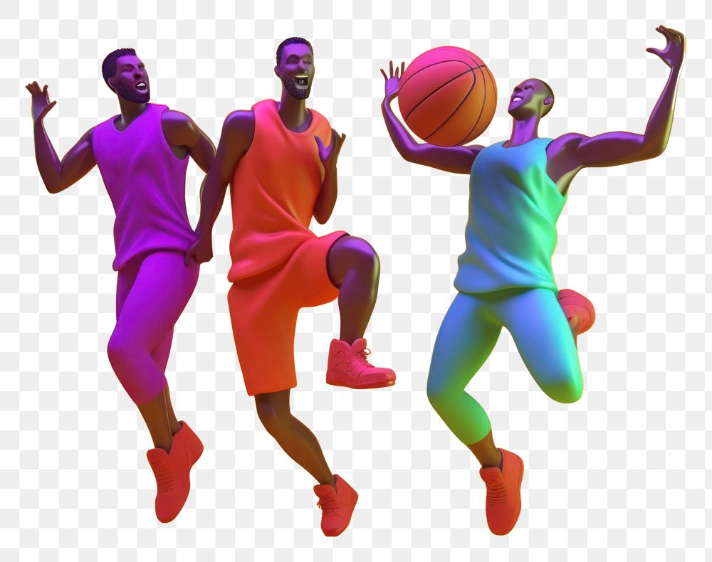 PNG  Cheerful basketball players celebrated victory dancing cartoon sports. AI generated Image by rawpixel.