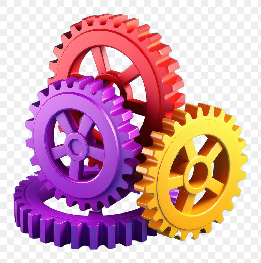 PNG  Gears wheel vibrant color clockworks. AI generated Image by rawpixel.