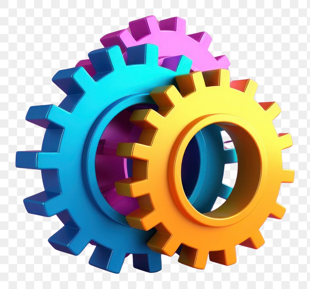 PNG  Gears wheel vibrant color clockworks. AI generated Image by rawpixel.