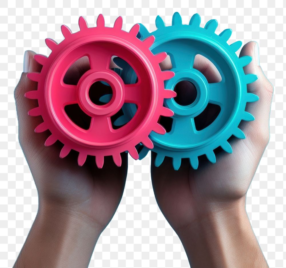 PNG  Hands holding gears wheel red clockworks. AI generated Image by rawpixel.