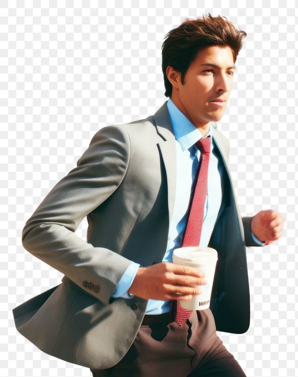 PNG Motion blur businessman holding coffee cup portrait blazer adult.