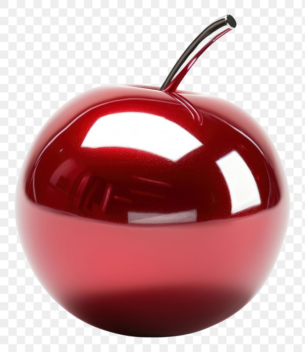 PNG  Cherry Chrome material apple fruit shiny.