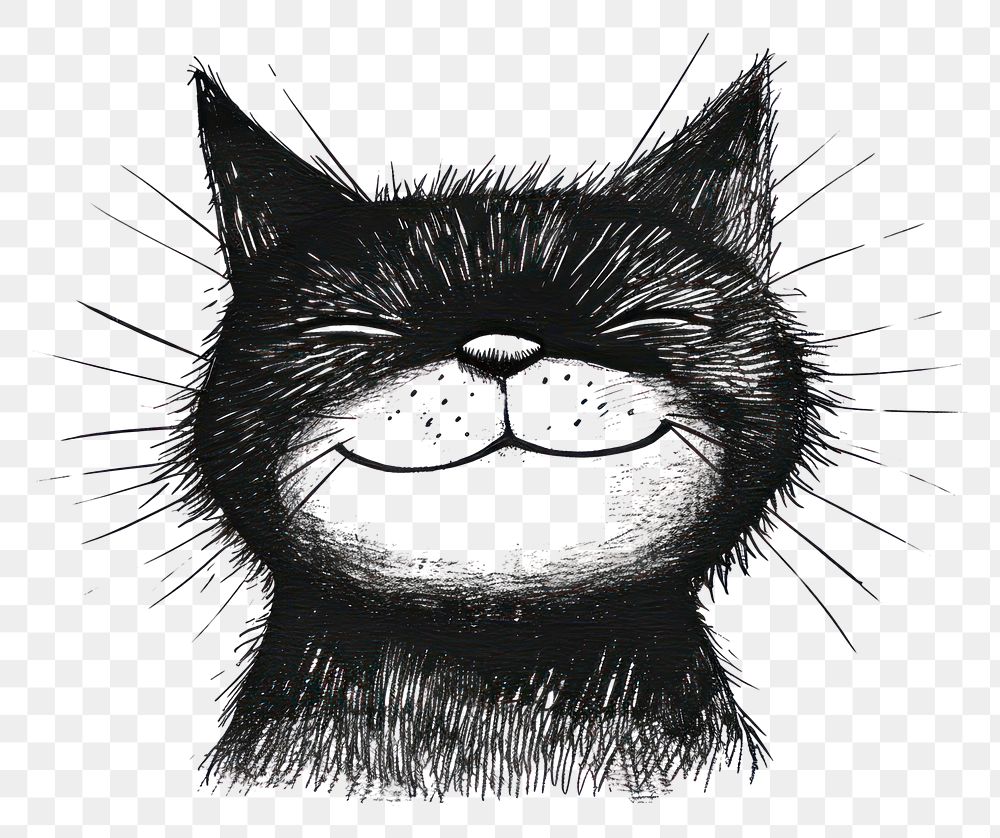 PNG  Cat drawing sketch black.