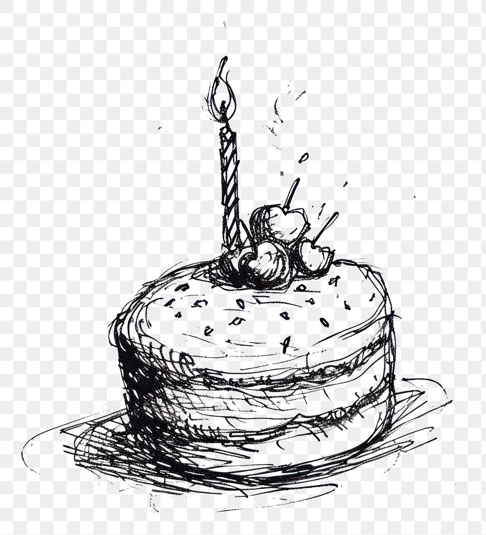 PNG  Drawing birthday dessert sketch.