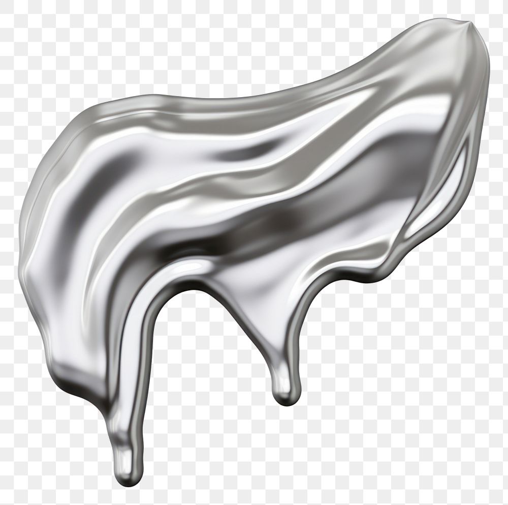 PNG Dripping lips silver metal white background.