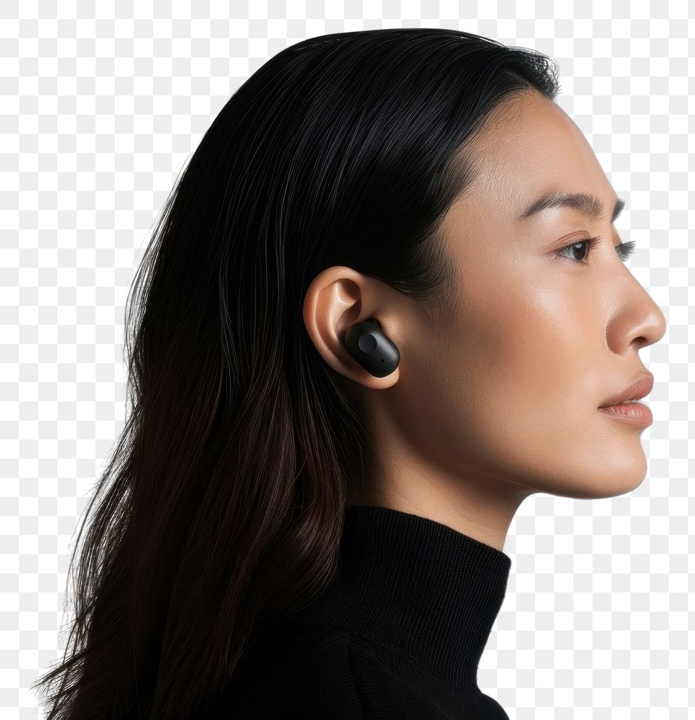 PNG Asian woman with wireless earbuds photography portrait adult.