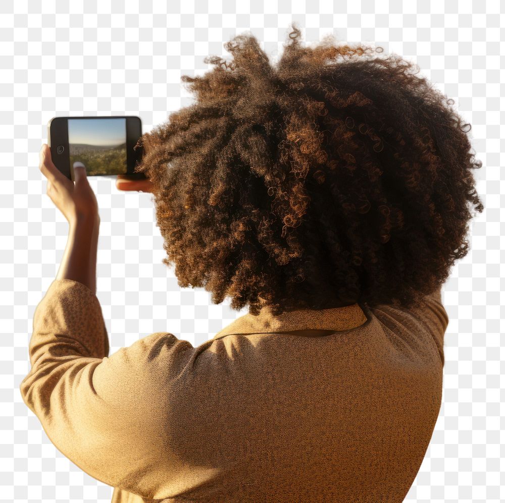 PNG Elder african american woman cityscape travel selfie.