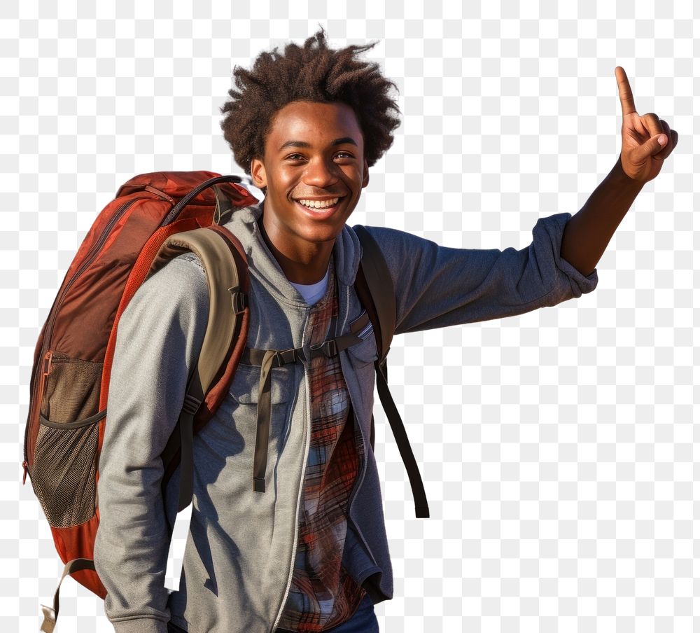 PNG African American teen man travel desert day.