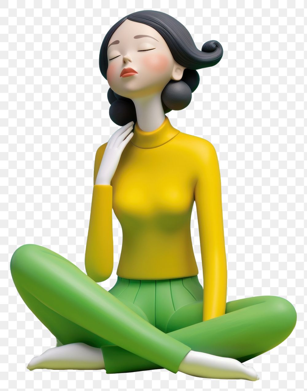 PNG  Woman yoga toy sculpture figurine. AI generated Image by rawpixel.