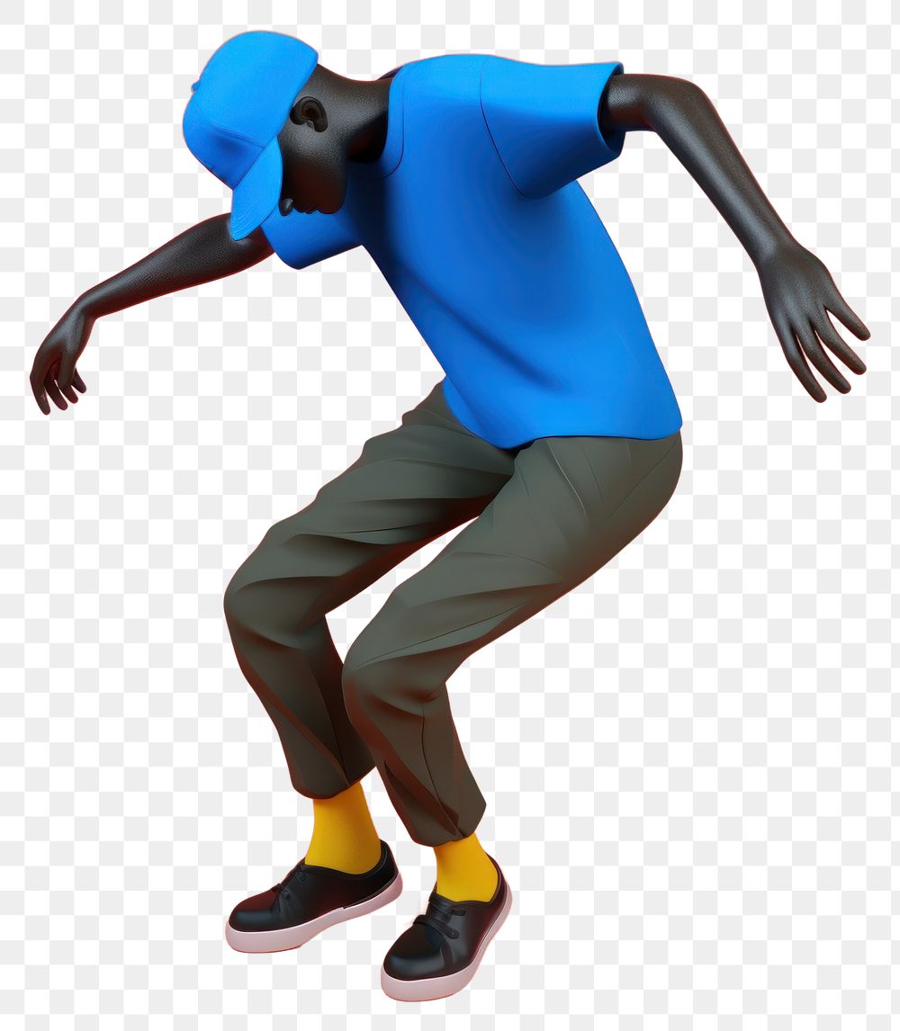 PNG  Black man with dancing footwear cartoon blue. AI generated Image by rawpixel.