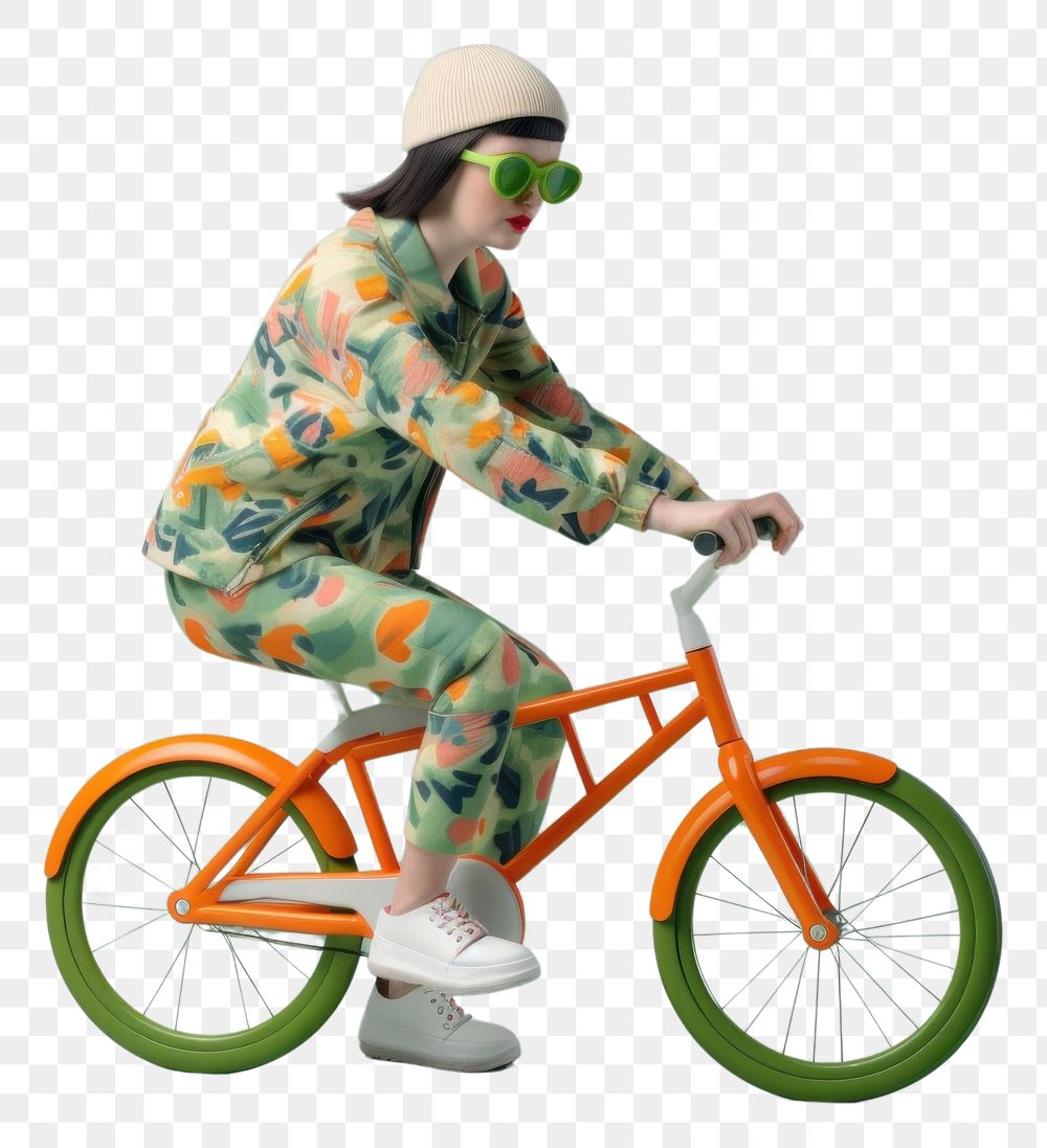PNG  A woman on bicycle sports portrait vehicle. AI generated Image by rawpixel.