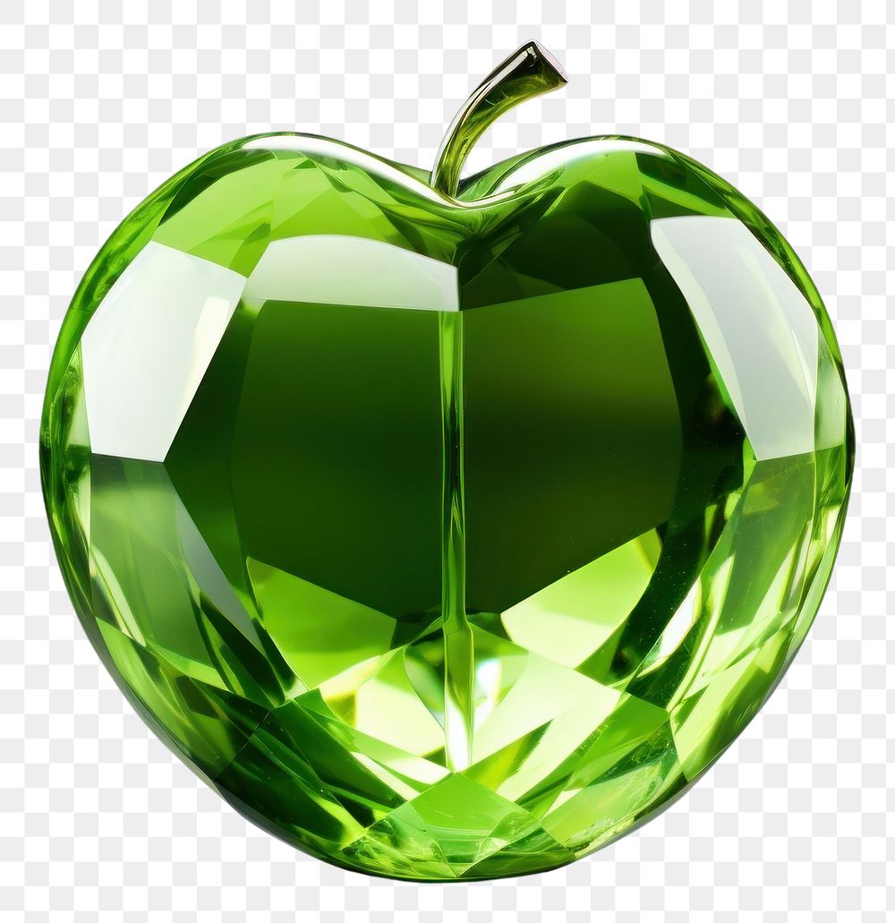 PNG  Apple shape gemstone jewelry green.
