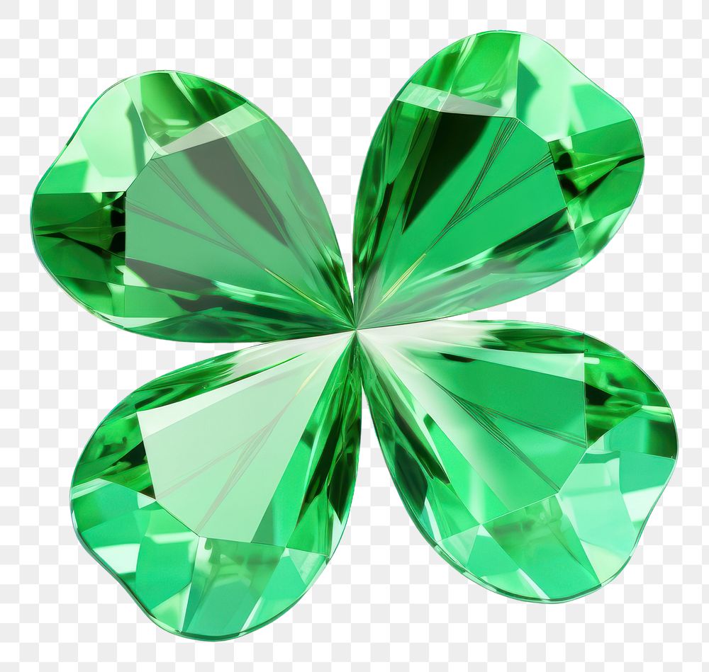 PNG Clover leaf shape gemstone jewelry emerald white background