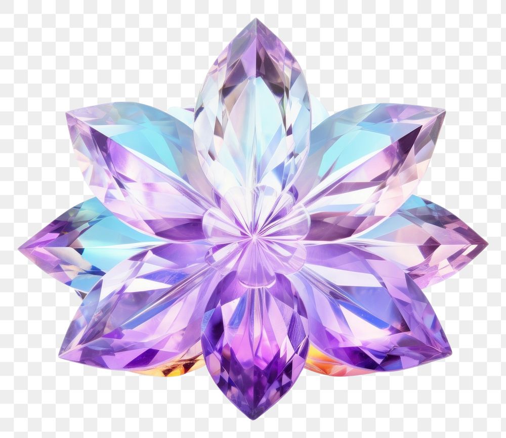 PNG Flower shape gemstone crystal amethyst jewelry.