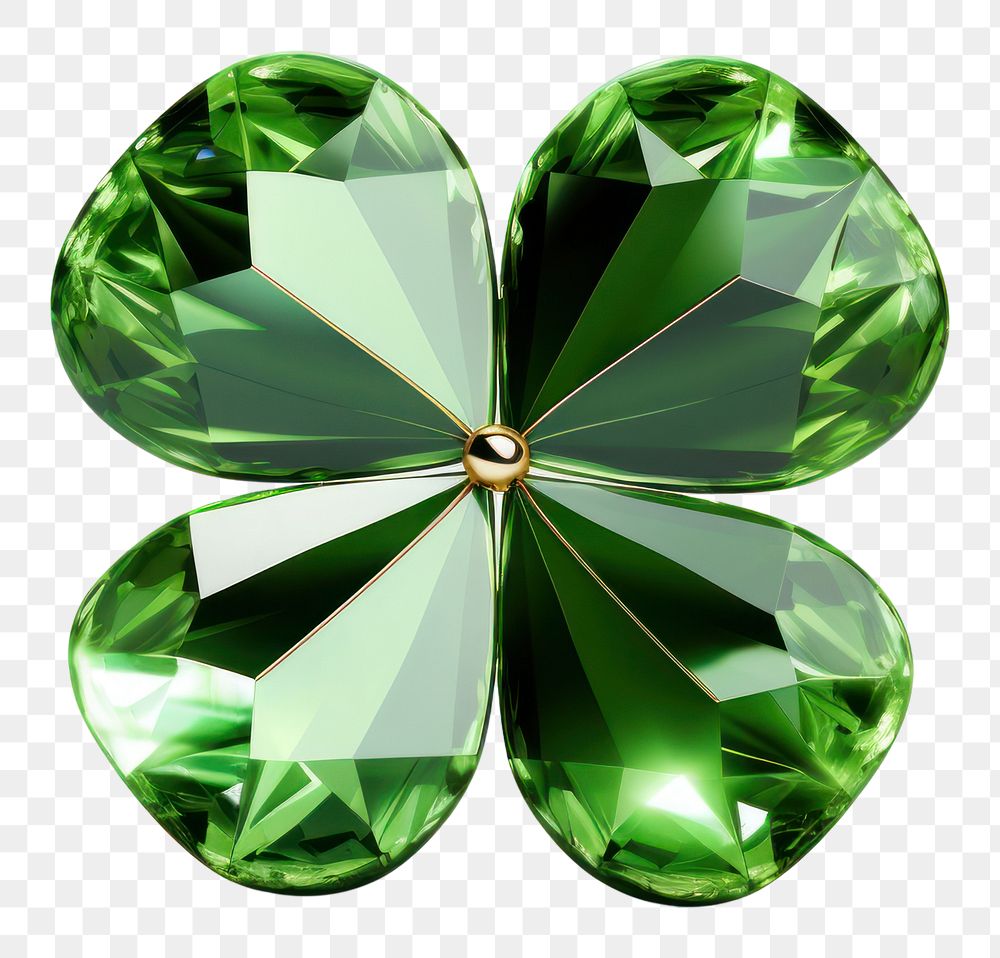 PNG  Crystal green clover leaf gemstone jewelry emerald