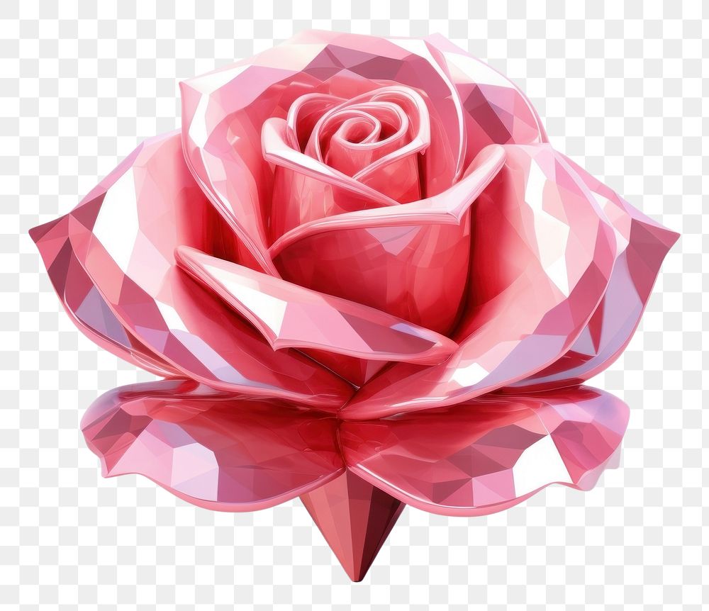 PNG Rose shape gemstone origami flower plant.