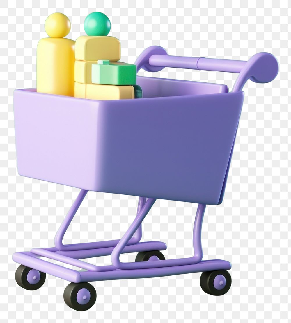 PNG  Shoppping cart cartoon container groceries.