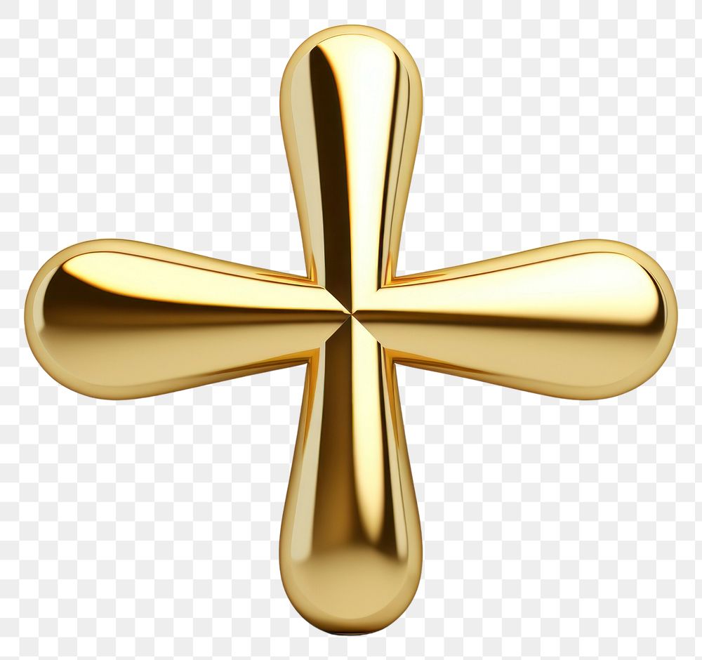 PNG  Cross gold symbol white.