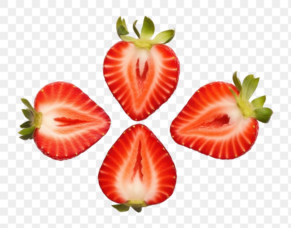 PNG  Cut strawberries strawberry fruit plant. AI generated Image by rawpixel.