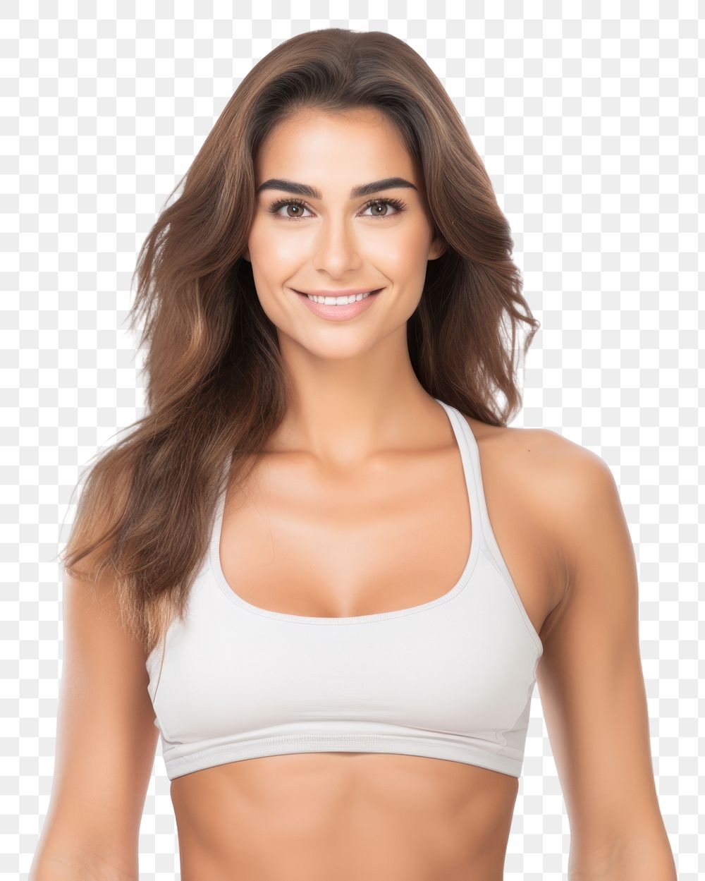 PNG  Woman in good mood adult white background undergarment. AI generated Image by rawpixel.