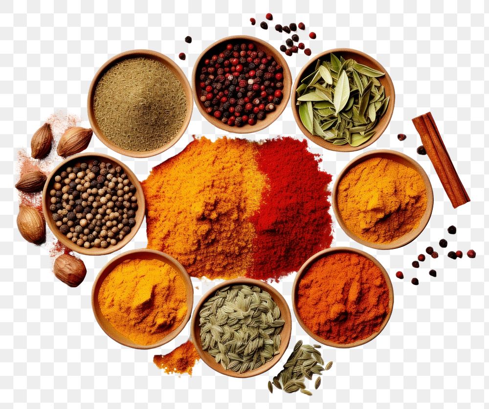 PNG  Spices food white background arrangement. AI generated Image by rawpixel.