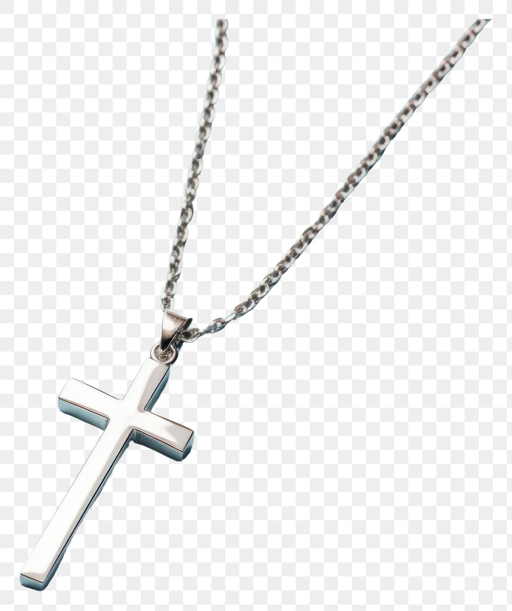 PNG  A silver Christ Cross necklace cross pendant jewelry. AI generated Image by rawpixel.