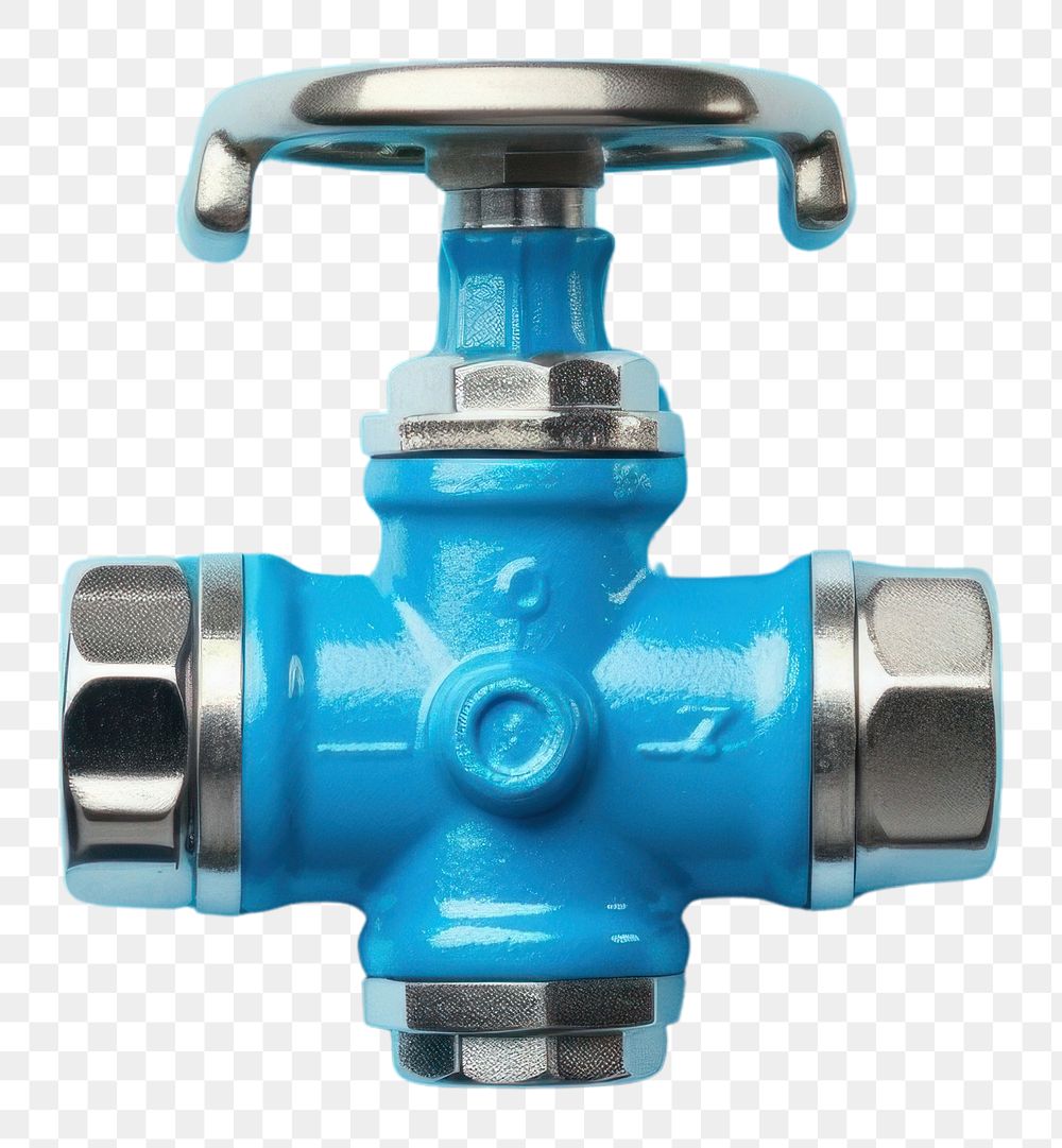 PNG  Plumber valve hydrant metal blue. AI generated Image by rawpixel.