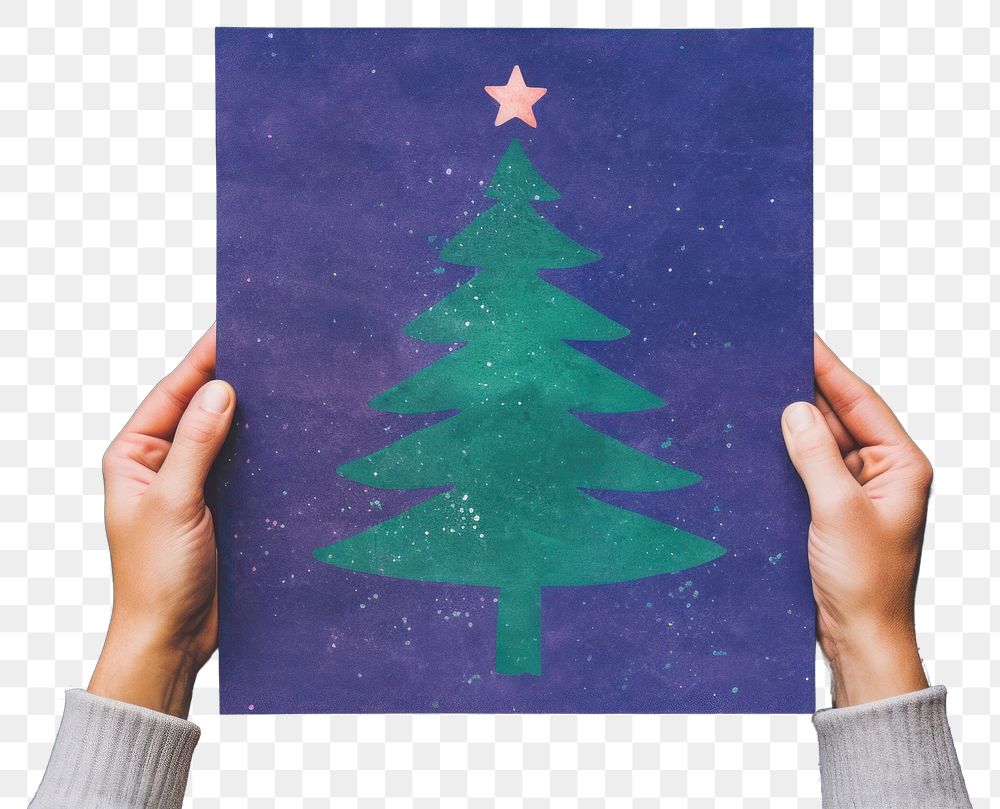 PNG  Christmas tree holding shape hand.