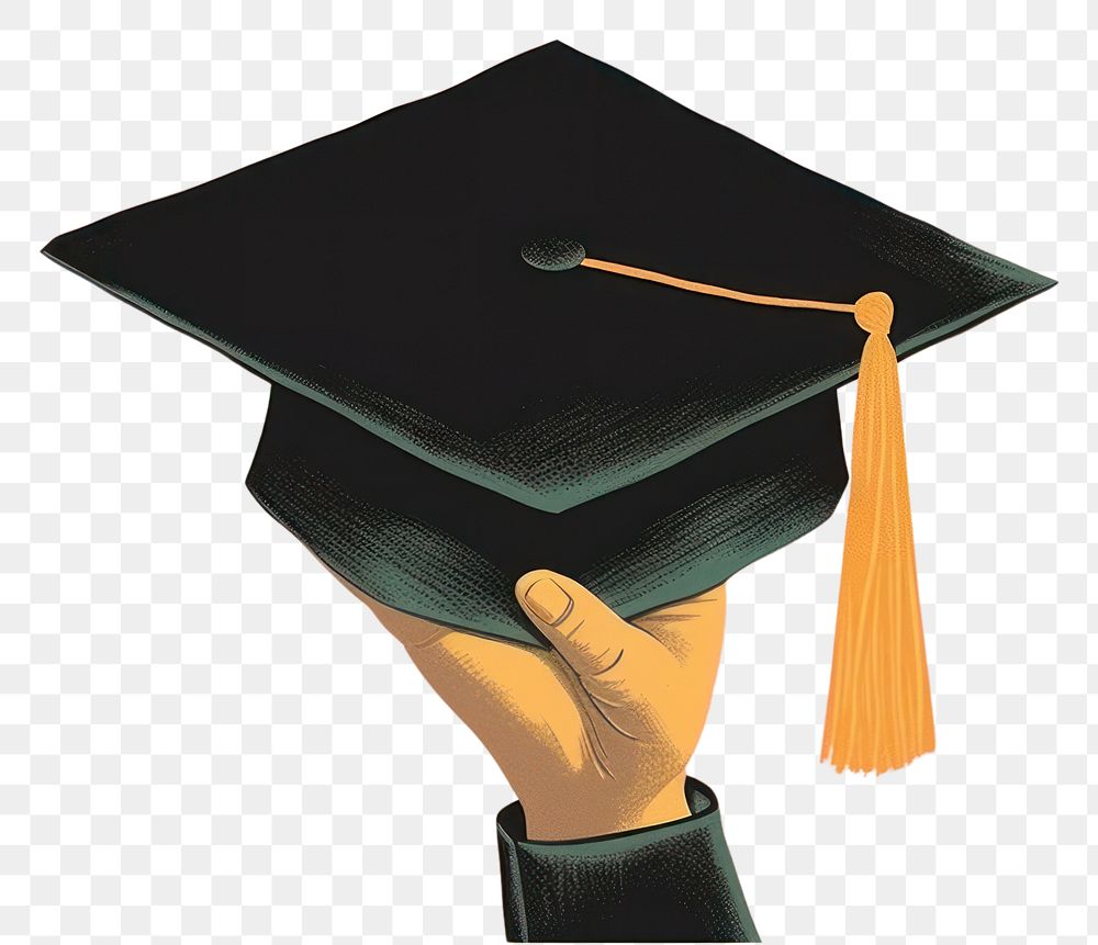 PNG  Graduation cap hand text intelligence.